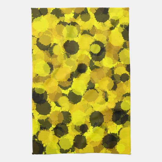 Zonnebloem abstract geel patroon moderne natuur theedoek (Verticaal)