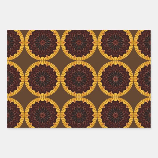 Zonnebloem - Abstract Mandala - Papier voor het op Inpakpapier Vel (Voorkant 2)