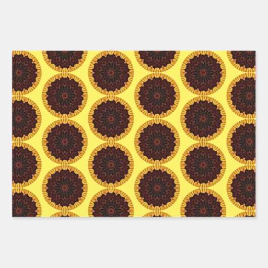 Zonnebloem - Abstract Mandala - Papier voor het op Inpakpapier Vel (Voorkant)