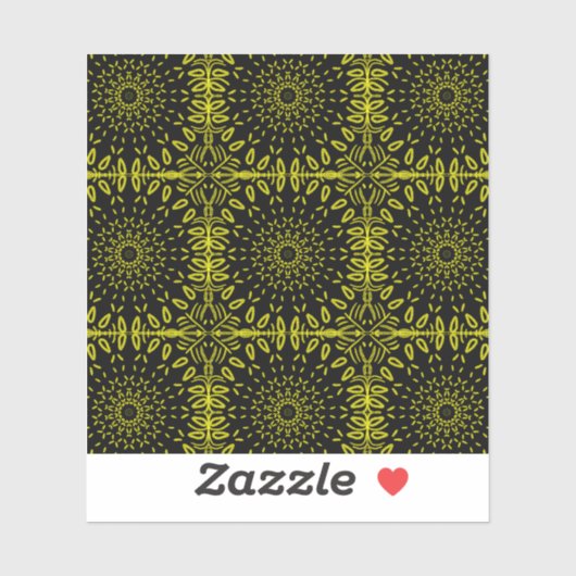Zonnebloem Abstract motief - geel op zwart Sticker (Vel)