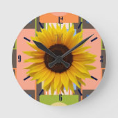 Zonnebloem, abstracte achtergrond, aangepaste klok (Voorkant)