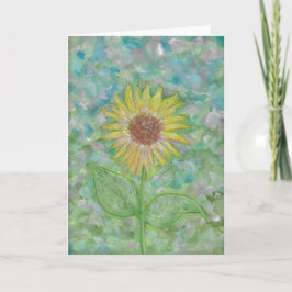 Zonnebloem Abstracte Waterverf Gevouwen Wenskaart Kaart