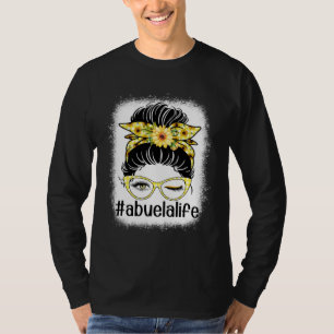 Zonnebloem Abuela Leven Rommelige Knot Bleekt Moed T-shirt