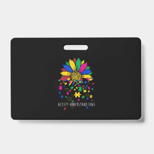 Zonnebloem Accepteer Begrijp Liefde Wereld Autisme Badge (Voorzijde)