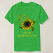 Zonnebloem Accepteer inzicht in liefdesautisme T-shirt (Design voorkant)
