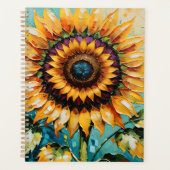 Zonnebloem. Acryl geschilderde zonnebloem, Planner (Voorkant)