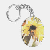 Zonnebloem AcrylSleutelhanger, ronddraaiend (dubbe Sleutelhanger (Voorkant Links)
