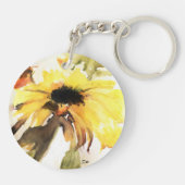 Zonnebloem AcrylSleutelhanger, ronddraaiend (dubbe Sleutelhanger (Achterkant)