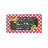 Zonnebloem Adreslabel Stickers Rood Wit Bruiloft (Voorkant)