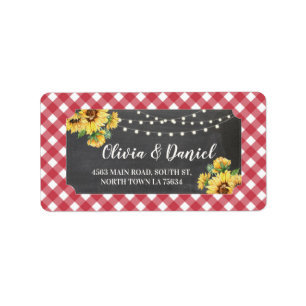 Zonnebloem Adreslabel Stickers Rood Wit Bruiloft