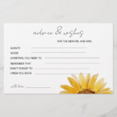 Zonnebloem advies en wensen bruidsfeest briefpapier (Voorkant)