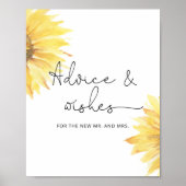 Zonnebloem advies en wensen voor Huwelijks Poster (Voorkant)
