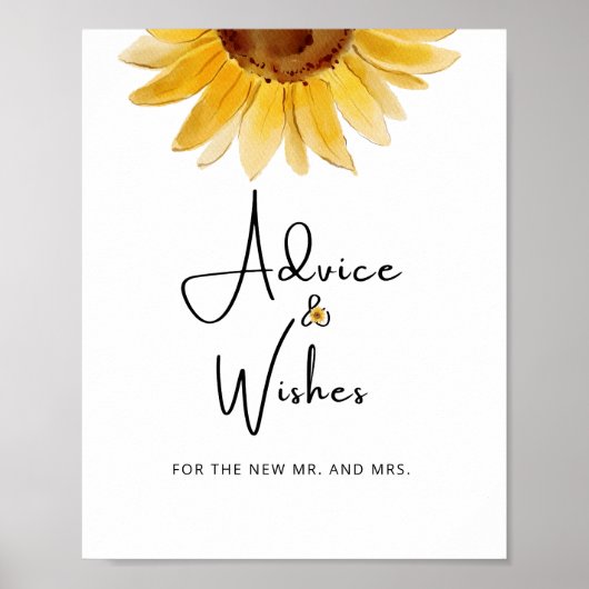 Zonnebloem advies en wensen voor pasgetrouwden pos poster (Voorkant)