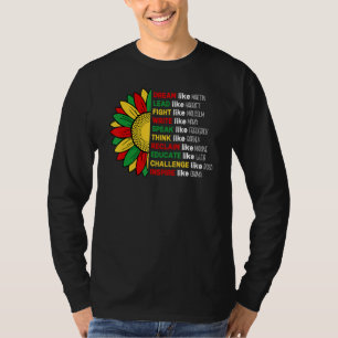 Zonnebloem Afrikaanse wortels Melanine Zwarte Gesc T-shirt