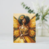 Zonnebloem Afro-Amerikaanse Fairy Art Briefkaart (Staand voorkant)