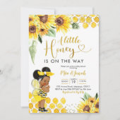 Zonnebloem Afro Little Honey Bee Baby shower Kaart (Voorkant)