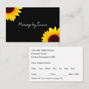 Zonnebloem Afspraak Business Cards voor Massage Visitekaartje