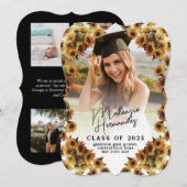 Zonnebloem Afstudeerrondschrijven in vintage stijl Kaart (Voorkant / Achterkant)