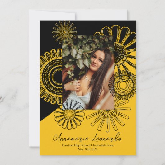 Zonnebloem Afstuderen Aankondiging zwart goud (Voorkant)