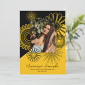 Zonnebloem Afstuderen Aankondiging zwart goud (Staand voorkant)