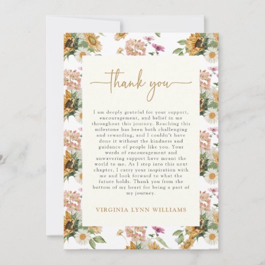 Zonnebloem Afstuderen Bedankkaart (Voorkant)