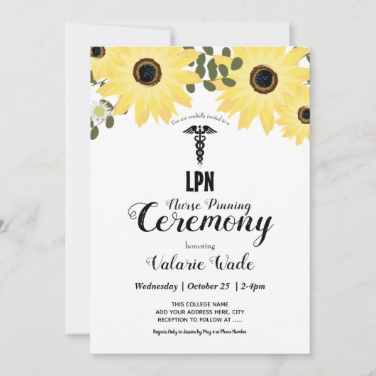 Zonnebloem Afstuderen LPN Zonnebronceremonie Kaart (Voorkant)