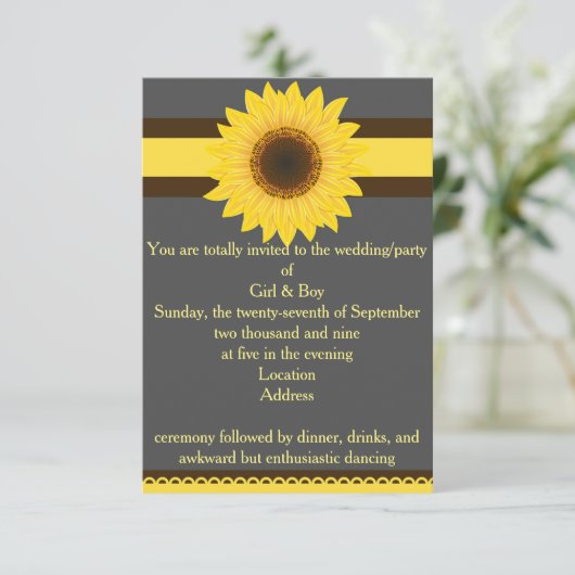 Zonnebloem Algemene uitnodiging (Staand voorkant)