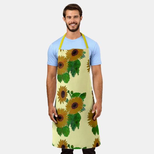 zonnebloem All-Over Print Schort (Gedragen)