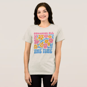Zonnebloem Alle Tijd Retro Bloemige Groovy Boho Tri-Blend Shirt