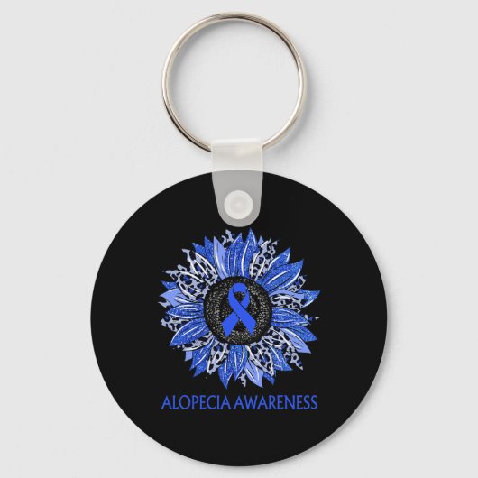 Zonnebloem Alopecia Awareness Blue Ribbon Support Sleutelhanger (Voorkant)