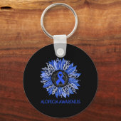 Zonnebloem Alopecia Awareness Blue Ribbon Support Sleutelhanger (Voorkant)