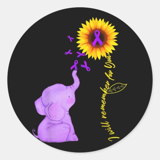Zonnebloem, Alzheimer, weet ik nog wel. Ronde Sticker (Voorkant)
