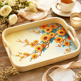 Zonnebloem Amber Blauw Vintage Tak Decoupage Tissuepapier