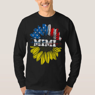 Zonnebloem Amerikaans Mimi Patriotic Usa Vlag 4e v T-shirt