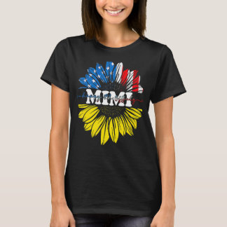 Zonnebloem Amerikaans Mimi Patriotic Usa Vlag 4e v T-shirt