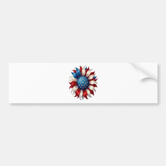 Zonnebloem Amerikaanse Vlag 4 Juli Bumpersticker (Voorkant)