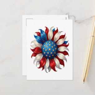 Zonnebloem Amerikaanse Vlag 4 Juli Feestdagenkaart
