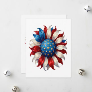 Zonnebloem Amerikaanse Vlag 4 juli Feestdagenkaart
