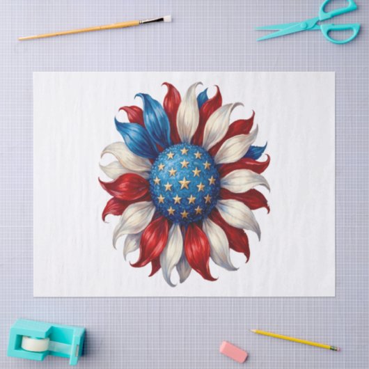 Zonnebloem Amerikaanse Vlag 4 Juli Tissuepapier (Craft)