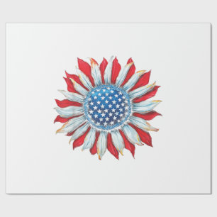 Zonnebloem Amerikaanse vlag 4 juli Vrouwen Mannen Cadeaupapier