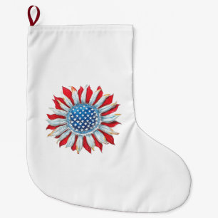 Zonnebloem Amerikaanse vlag 4 juli Vrouwen Mannen Grote Kerstsok