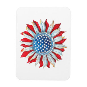 Zonnebloem Amerikaanse vlag 4 juli Vrouwen Mannen Magneet