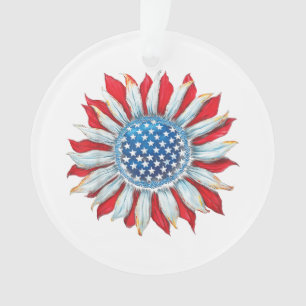 Zonnebloem Amerikaanse vlag 4 juli Vrouwen Mannen  Ornament