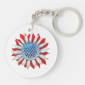 Zonnebloem Amerikaanse vlag 4 juli Vrouwen Mannen  Sleutelhanger (Achterkant)