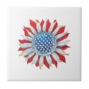 Zonnebloem Amerikaanse vlag 4 juli Vrouwen Mannen Tegeltje