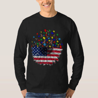 Zonnebloem - Amerikaanse vlag en autisme - Pluzle T-shirt