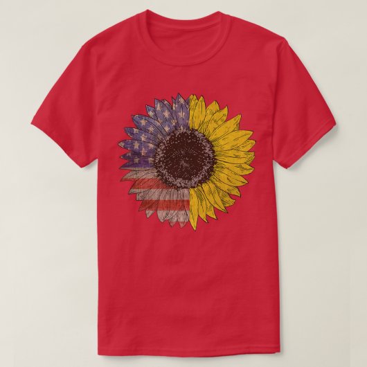 Zonnebloem Amerikaanse  vlag Grafisch 4e van T-shirt (Design voorkant)