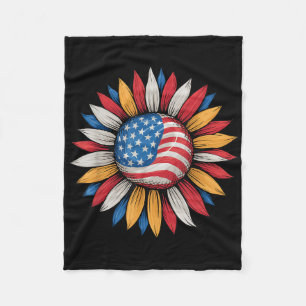 Zonnebloem Amerikaanse vlag Merica Happy 4th of Ju Fleece Deken