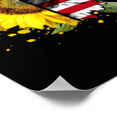 Zonnebloem Amerikaanse vlag op 4 juli Poster (Hoek)