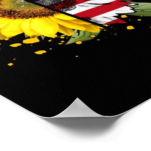 Zonnebloem Amerikaanse vlag op 4 juli Poster (Hoek)